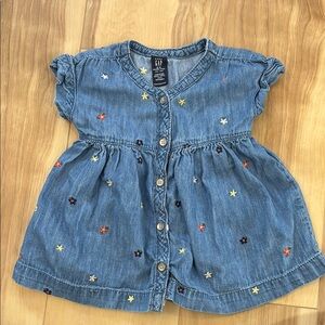 ‼️ SOLD ‼️ GAP Kids Denim Dress with Embroidered Flowers